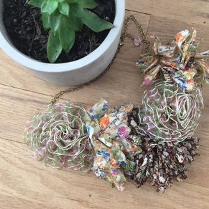 Anthropologie Fabric Flower Necklace